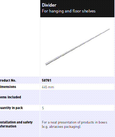 DW Separating bar, 5-pack 58781