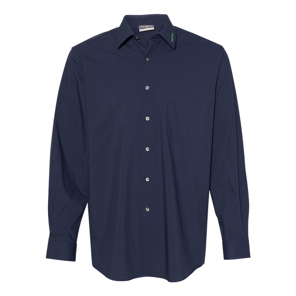 MEN'S NAVY BLUE FLEX-FABRIC DRESS SHIRT